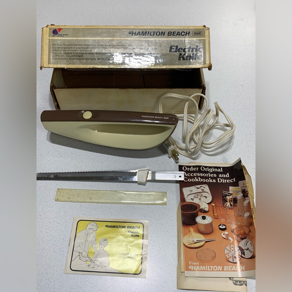 HAMILTON BEACH ELECTRIC KNIFE 275ALB‎ ALMOND / BROWN 120V Made In USA Vintage